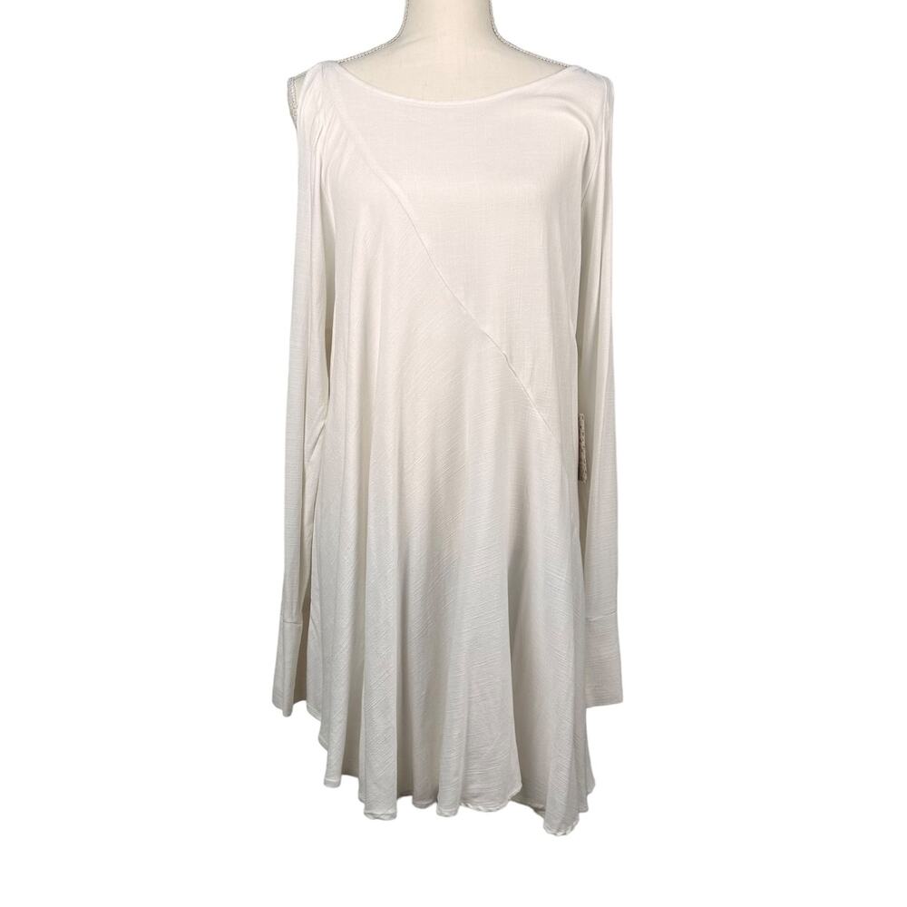 Free People Womens Dress S White Cold Shoulder Boho‎ Lagenlook Beachy Casual